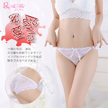 蜜愛蔓延！雙色花漾蕾絲環扣三角褲﹝白﹞