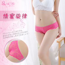 情蜜旋律！微透裸肌滿版蕾絲三角褲﹝玫紅﹞