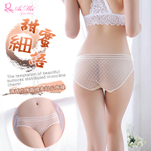 甜蜜細語！薄透方塊圖樣柔紗三角褲﹝膚﹞