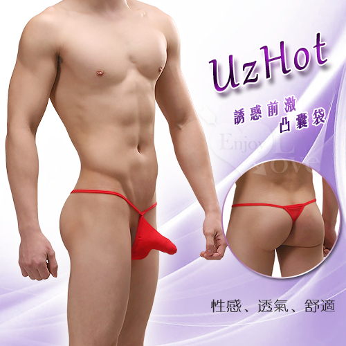 【UzHot 凸哈社】細帶誘惑前激凸囊袋丁字褲﹝紅﹞