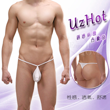 【UzHot 凸哈社】細帶誘惑前激凸囊袋丁字褲﹝白﹞