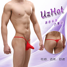 【UzHot 凸哈社】細帶誘惑前激凸囊袋丁字褲﹝紅﹞