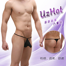 【UzHot 凸哈社】細帶誘惑前激凸囊袋丁字褲﹝黑﹞