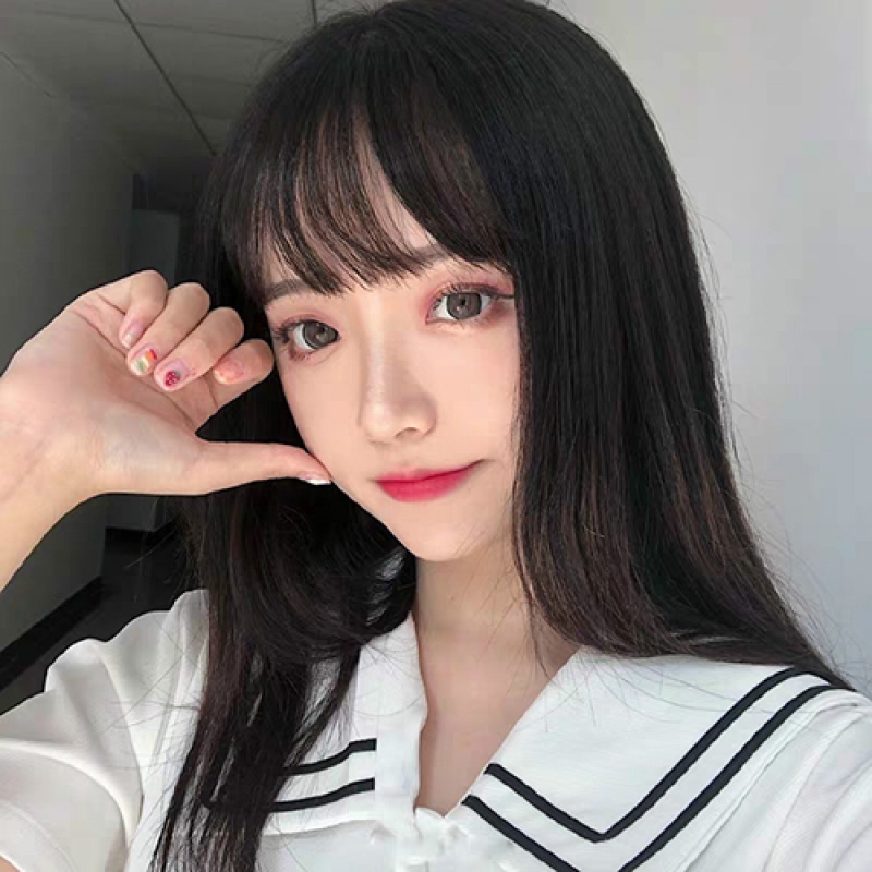 成人or娃娃裝扮假髮 ‧ 空氣瀏海齊肩 - 中長直髮 / 黑色