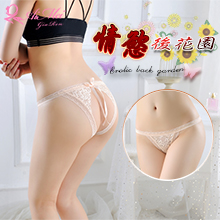 情慾後花園！免脫蝴蝶結繡花蕾絲中腰開襠褲﹝膚﹞
