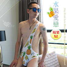 《 Enjoy Love 》男同水果愛戀透氣網孔單肩式連身衣 - 鳳梨 ﹝XL﹞
