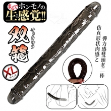 日本NPG．ホンモノ生感覚雙龍 仿真形状肉感と弾力感雙頭老二棒﹝透黑﹞XL